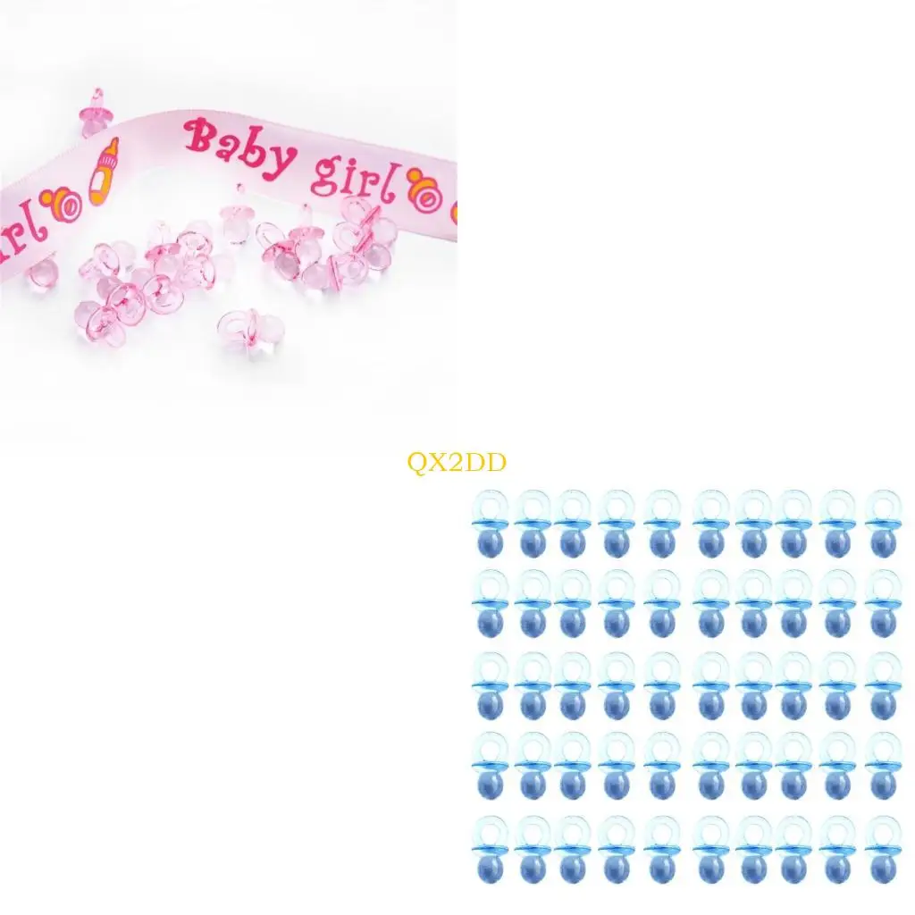 

Qx2d 50pcs Blue/Pink Acrylic Paciziers для игры для детского душа и гендерного раскрытия декор