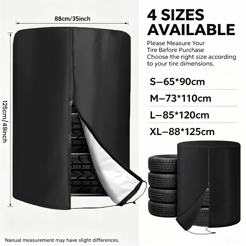 Tire Storage Cover, Large Seasonal Tire Cover, Tire Stacking Cover for 4 Tires, Suitable for Garage