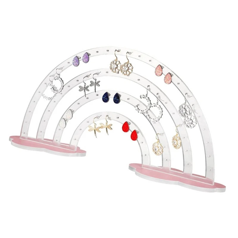 YUYU Étagères rangement pratiques pour boucles d'oreilles en forme nuage arc-en-ciel, présentoir boucles d'oreilles les