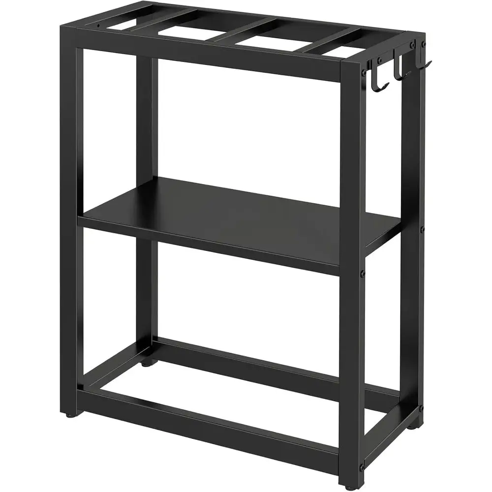 

10-20 Gallon ish Tank Stand with Storage Shel, Aquarium Stand Measuring 24.8" W x 9.5" D x 30.1" H with Hooks,Heavy Duty Metal T
