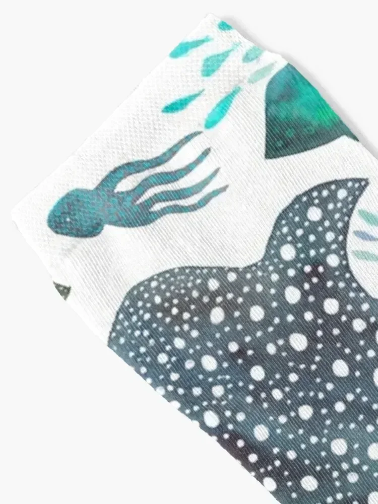 Whale Shark, Ray & Sea Creature Play Print Socks Climbing Wholesale Socks Men's Women's