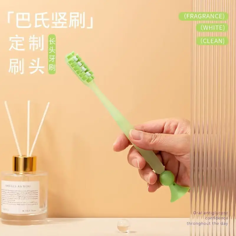 Suction cup toothbrush, long head toothbrush, Pasteur brushing tongue coating, oral tooth cleaning, fine soft bristle brush head