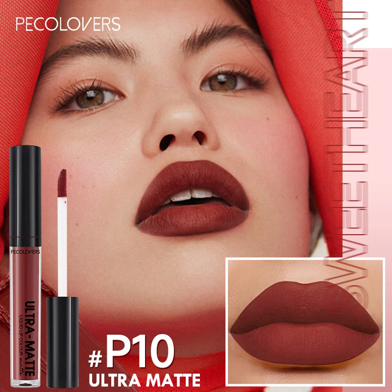 Long Lasting Velvet Matte Nude Brown Lip Gloss Waterproof Liquid Lipstick Lips Makeup Women Beauty Red Non-stick Cup Lip Gloss