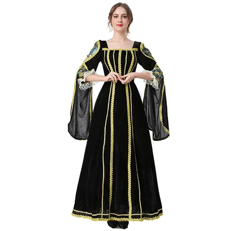 Cosplay Princess Drama Performance Dress New Halloween European Retro Medieval Court Dress