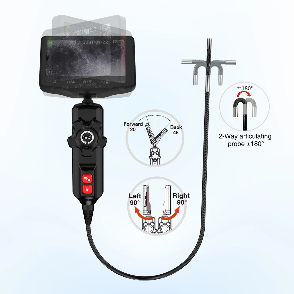 كاميرا Borescope الصناعية المفصلية في اتجاهين 1080p كاميرا Borescope الصناعية للسيارة