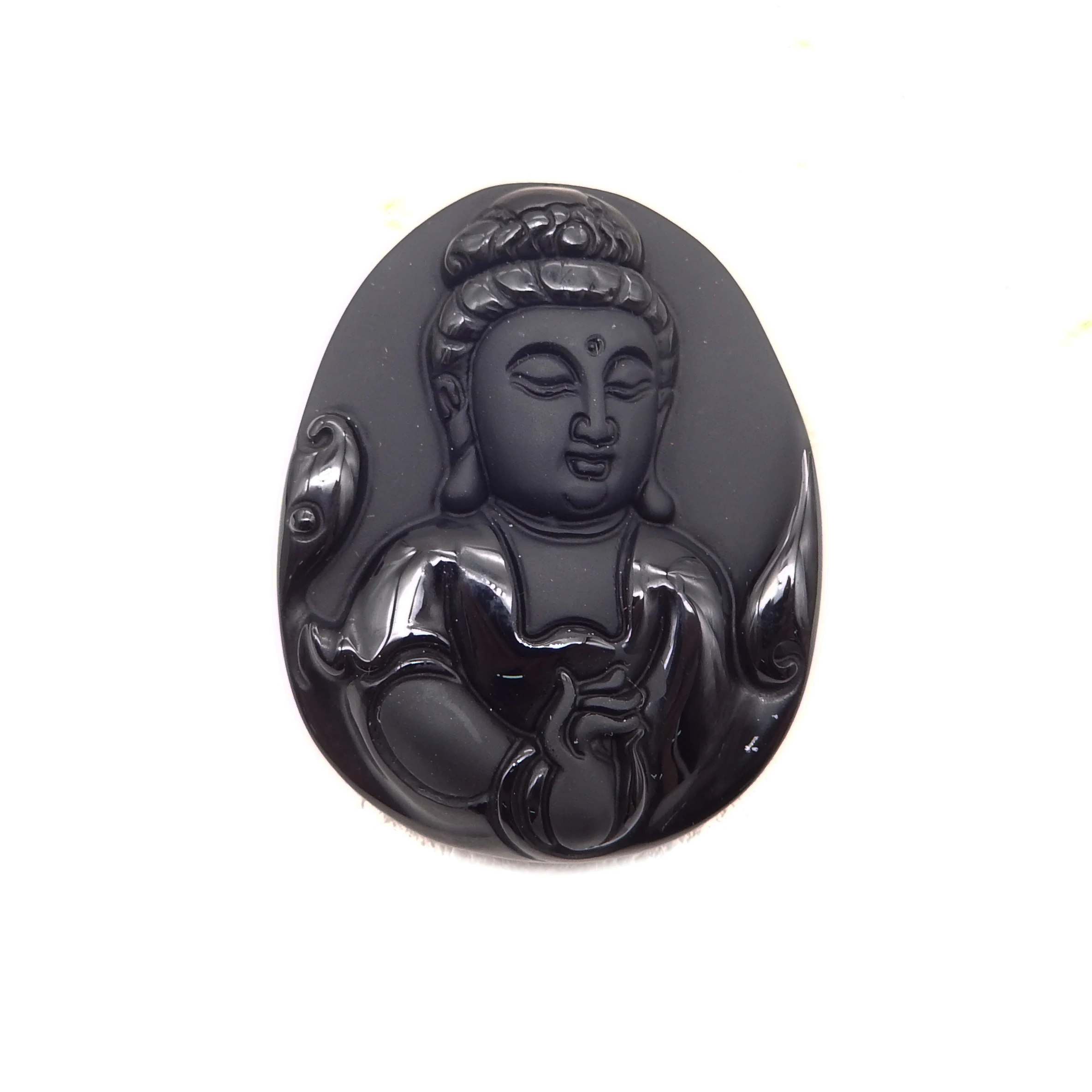 

Semiprecious Stone Carved Buddha Obsidian Necklace Pendant Bead 54x43x13mm-37.5g Trendy Jewelry Accessory