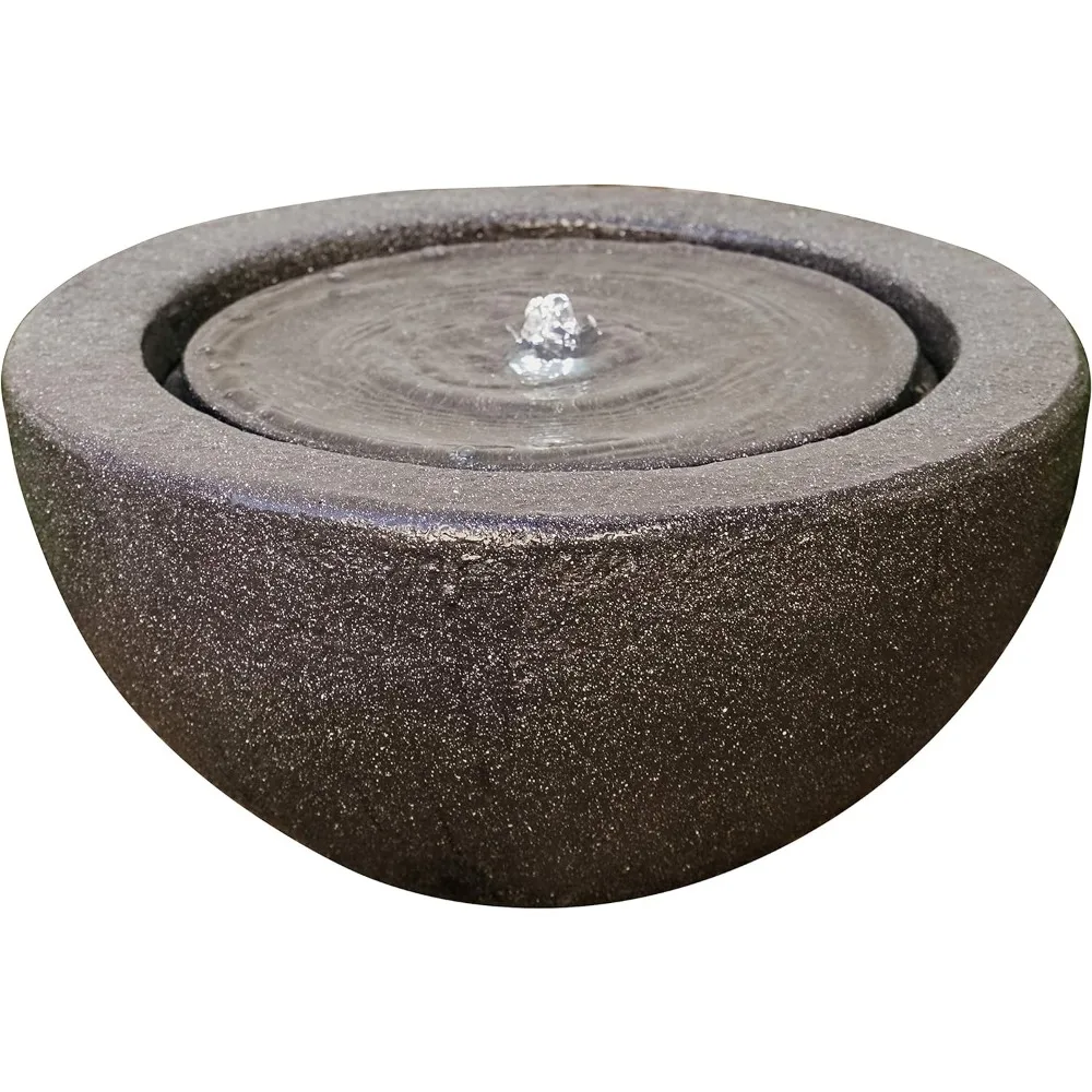 

Round Sphere Water Fountain w/LED Light Indoor Outdoor Décor, 10 Inch Tall, Grey,Garden Supplies