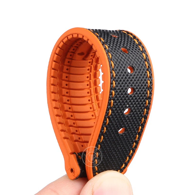 Nylon Silicone Bottom Watch Band Strap for Longines Seiko no.5 Canvas Rubber Waterproof Outdoor Sports Watchband 20mm 22mm