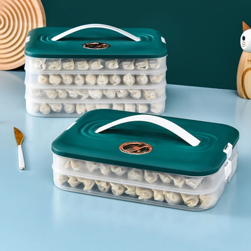 Multi-Layer Dumpling Box Food Storage Container Box Plastic Refrigerator Storage Case Home Kitchen Organizer Grains Storage Box