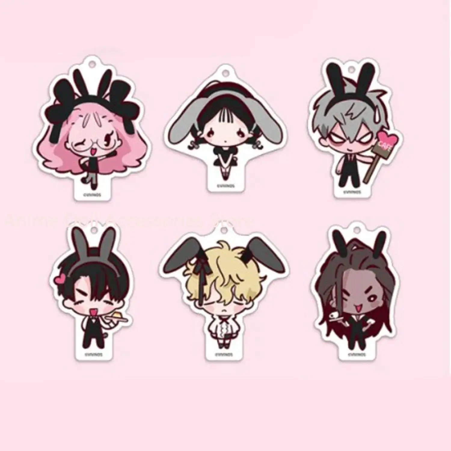 

6PC/Set ALIEN STAGE Till Sua Ivan Mizi Luka Anime KeyChain Pendant Little Card Acrylic Stand Plate Desk Decor Badge Cartoon Pins
