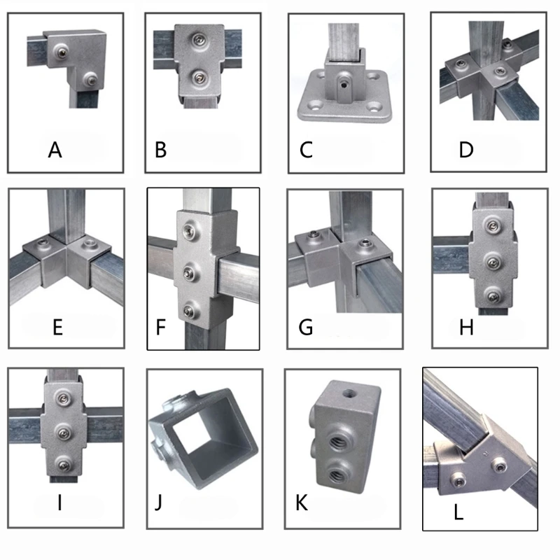Q9QF Multipurpose 20x20mm Square Tube Adapter Connector Accessories Aluminum Alloy 3 Way Elbow Pipe Fitting Easy to Install