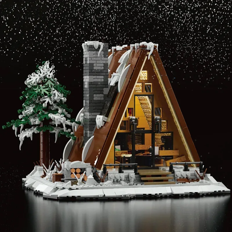 1508PCS Blocos de Construção Tipo A Casa de Neve Modelo Cabana de Pinheiro Decoração de Mesa para Férias de Inverno Brinquedos DIY para Crianças