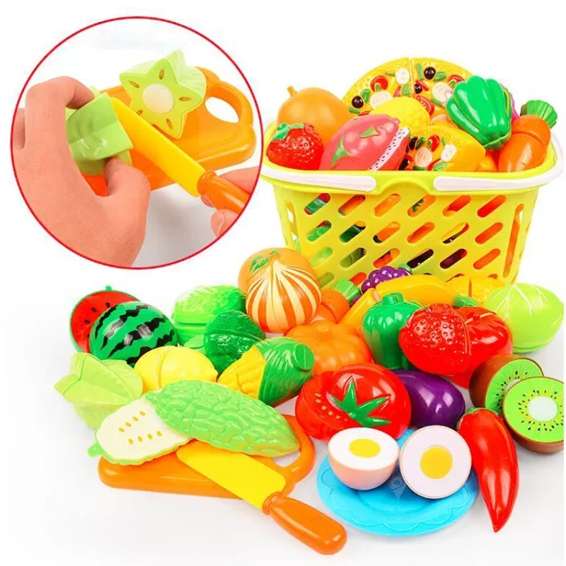 Children Toys Cutting Fruits and Vegetables Set for Kids Pretend Play Simulation Kitchen Toy Montessori Baby Toys for Girls Boys