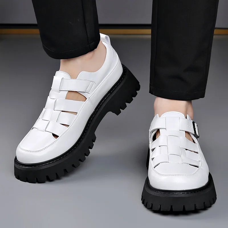 

Summer White Men Rome Genuine Leather Roman Sandals Gladiator 2026 Sandalias Romanas Hombre Flat Sandles Big Size 38-45