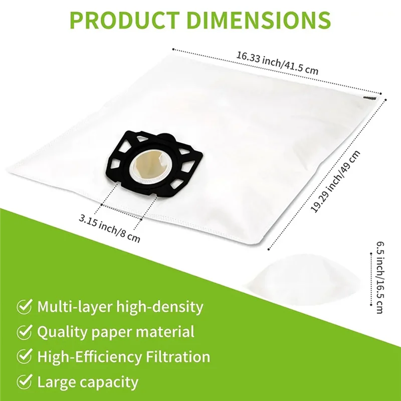A97G Vliesfilterbeutel Zubehör Staubsauger Reiniger Staubbeutel für Karcher WD4000-WD5999