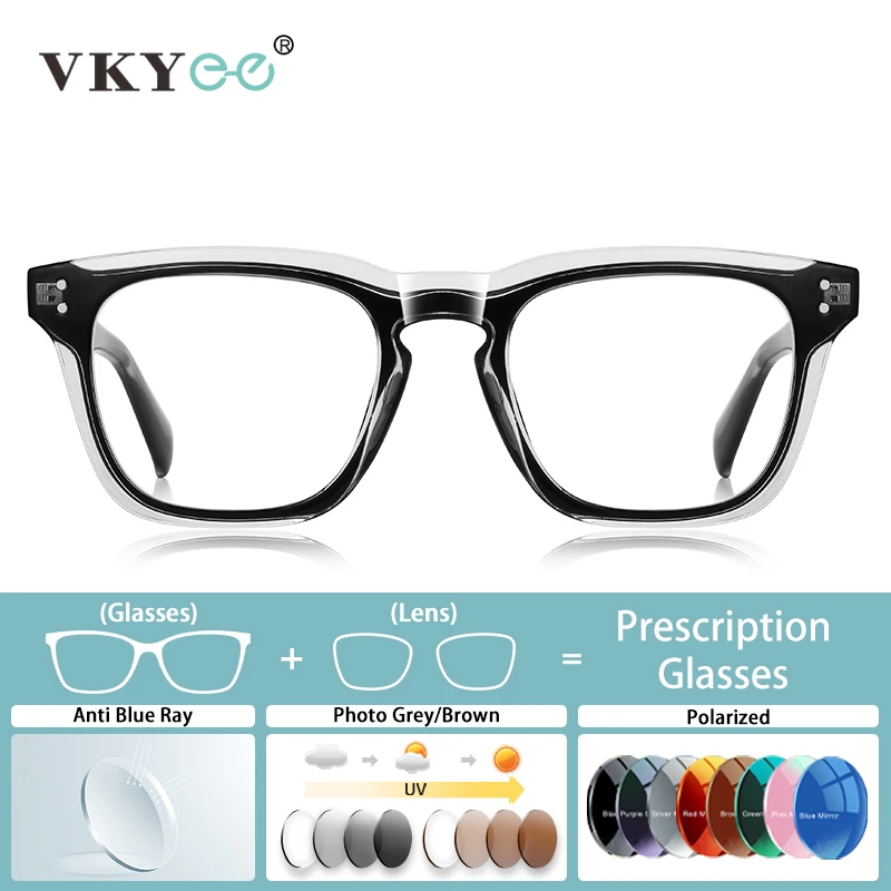 

VICKY Fashion Square Frame Design Photochromic Progressive Multifocal Blue Light Protection Glasses Customizable Prescription