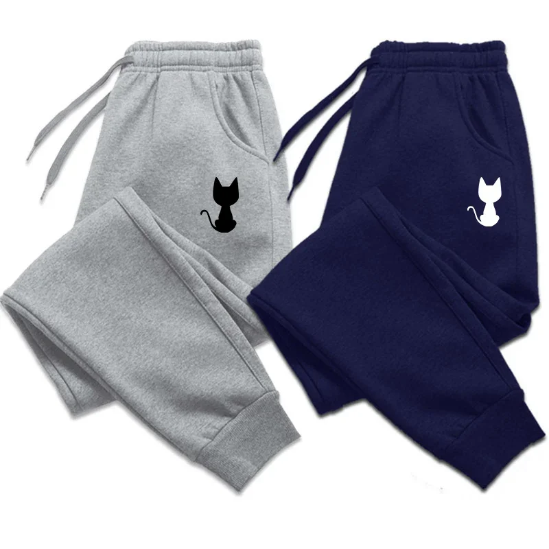 

Cat Printing Autumn And Winter Fleece Men Clothing Trousers Fashion Drawstring Casual Sweatpants Jogging Sports Pants Wholesale