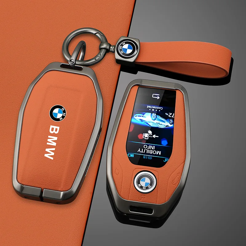 Orange Leather Zinc Alloy Car Remote Key Case For BMW 1 3 5 7 Series G11 G12 G30 G31 G32 i8 I12 I15 G01 X3 G02 X4 G05 X5 G07 X7