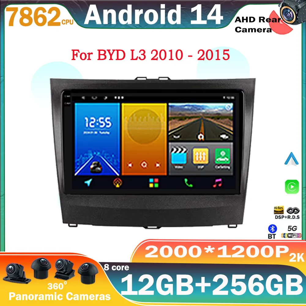 

Android 14 For BYD L3 2010 - 2015 Car Multimedia Player Head Unit Stereo GPS Navigation BT WIFI 2 din DVD car accessories tools