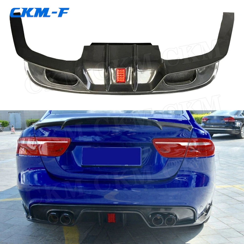 

Carbon Fiber Rear Bumper Lip Spoiler Diffuser With LED Light Fits for Jaguar XE 2015 2016 2017 2018