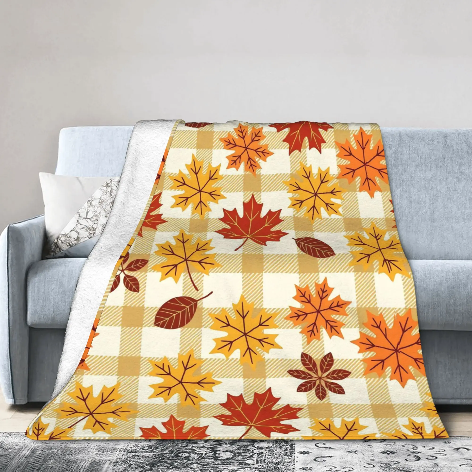 Maple Fallen Leaves Blankets  Flannel Novelty Warm Throw Blanket for Bed Sofa Textile Decor