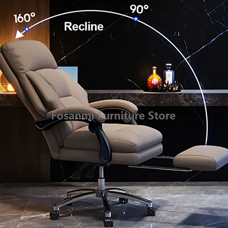 Almofada de látex confortável de couro para escritório, cadeira para pc com braços de ligação, para jogos em casa, computador, mesa, cadeiras giratórias ajustáveis