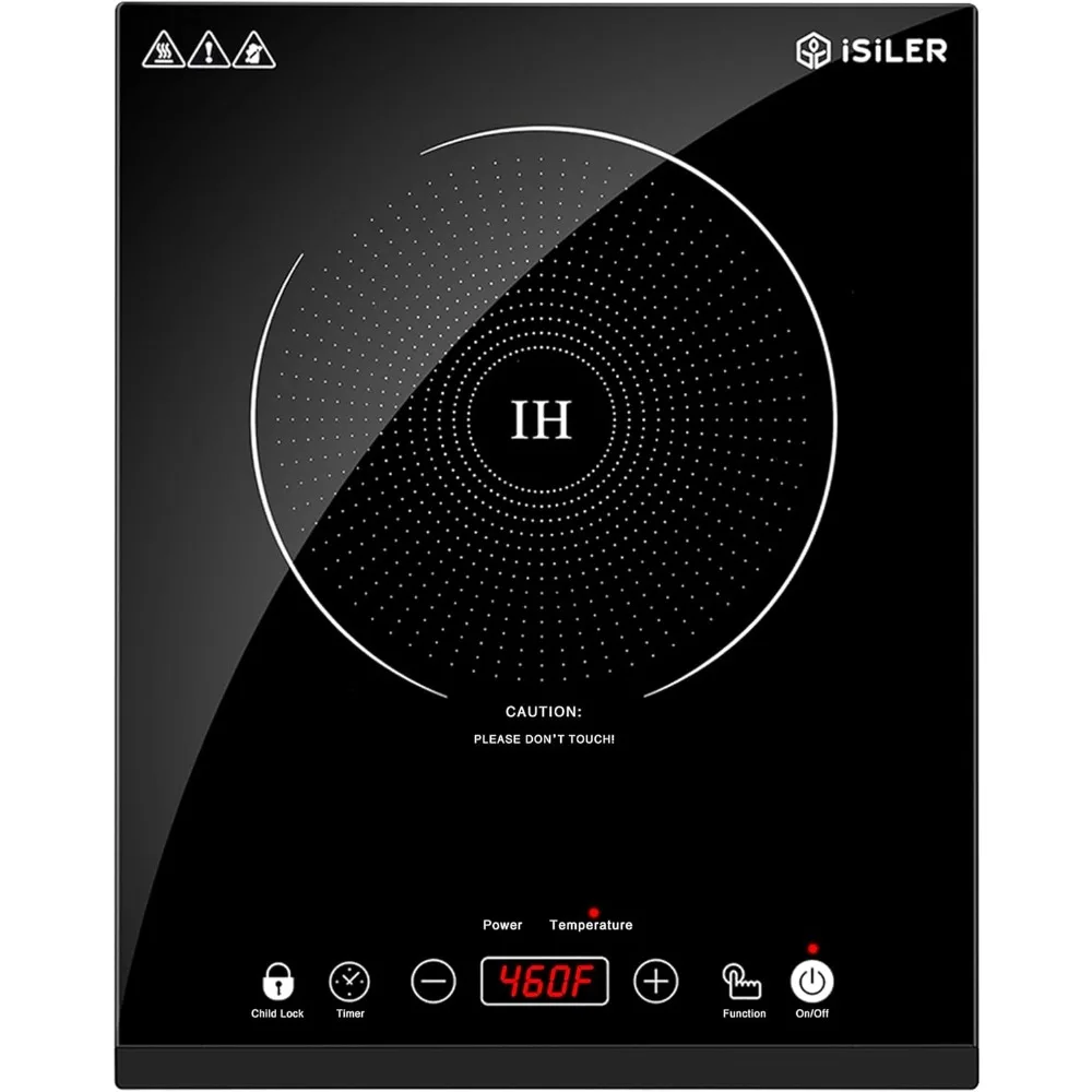 

Portable Induction Cooktop, 1800W Sensor Touch Electric Induction Cooker Hot Plate with Kids Lock, 6.7" Heating Coil