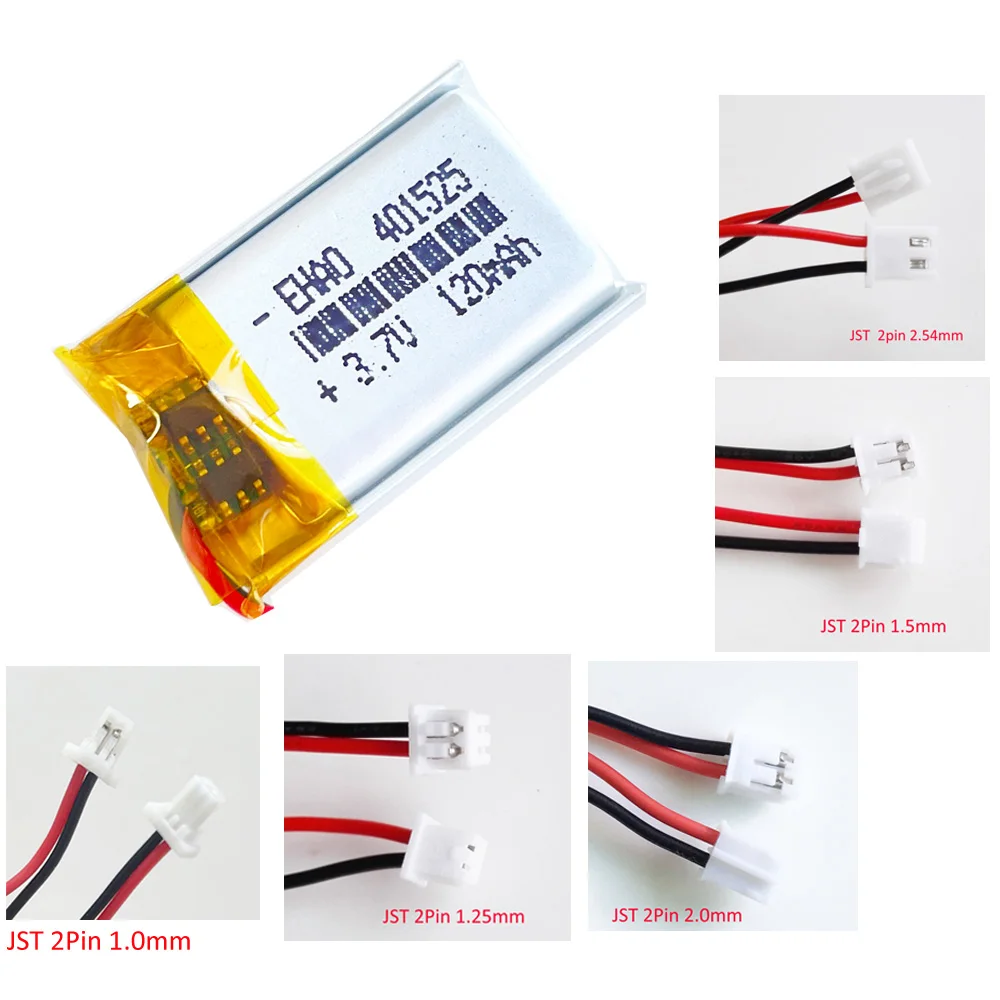 Bateria recarregável lipo 3.7v 120mah 401525 para mp3 gps fone de ouvido câmera dvd bluetooth relógio inteligente
