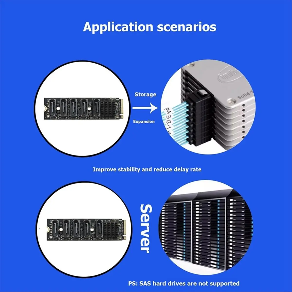 M.2 NVMe to 5-Port SATA 3.0 Expansion Card JMicron JMB585 Chip Controller M2 Key-M to SATA3.0 6Gbps SSD Adapter