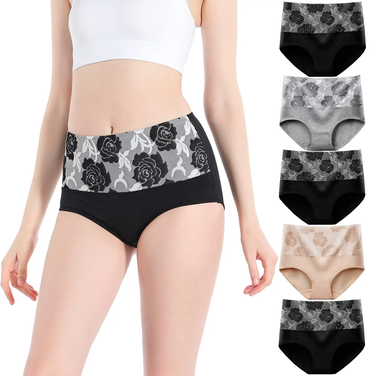 3Pcs/Lot Women's High Waist Cotton Underwear Full Coverage Briefs Tummy Control C-Section Recovery Panties