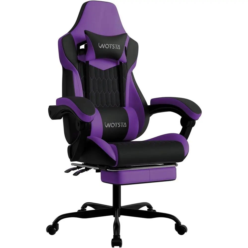Gaming Chair with ootrest, High Back Gaming Chairs PVC Leather Ergonomic Gamer Chair with Adjustable rest Lumbar Support Racing