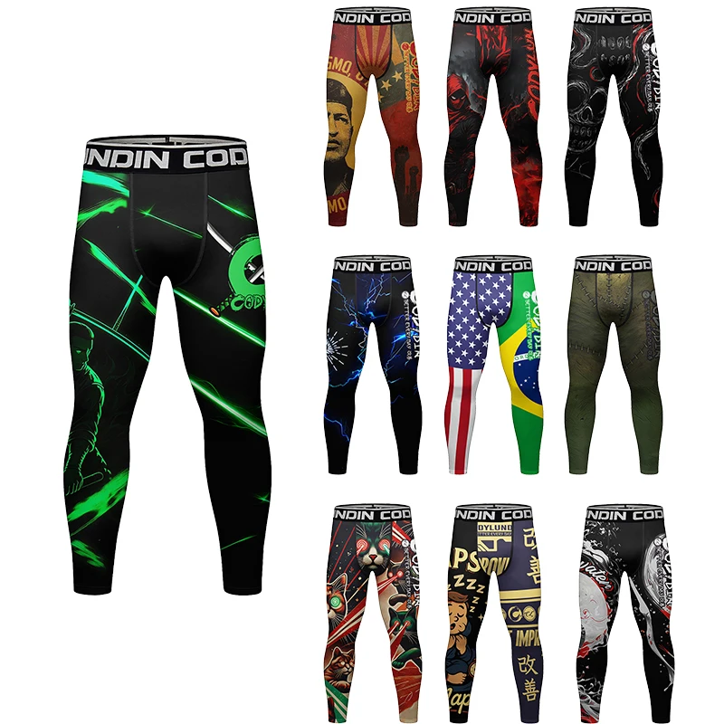 Cody Lundin Brazilian Jiu-Jitsu Compression Men Tights Great Bright Fight Pattern Men MMA Fitness Sports Wrestling Leggings Pant