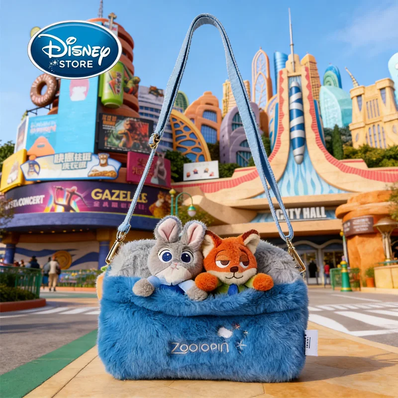 

Disney Zootopia Джуди Хоппс и Ник Уайлд плюшевая сумка через плечо мягкая пушистая сумка через плечо с 3D персонажами куклы ﻿