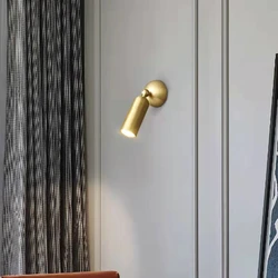 Brass LED Bedside Wall Lights Only Gold Aisle Ceiling 3 Color Temperature Dimming Rotatable Copper Modern Sconces For Bedroom