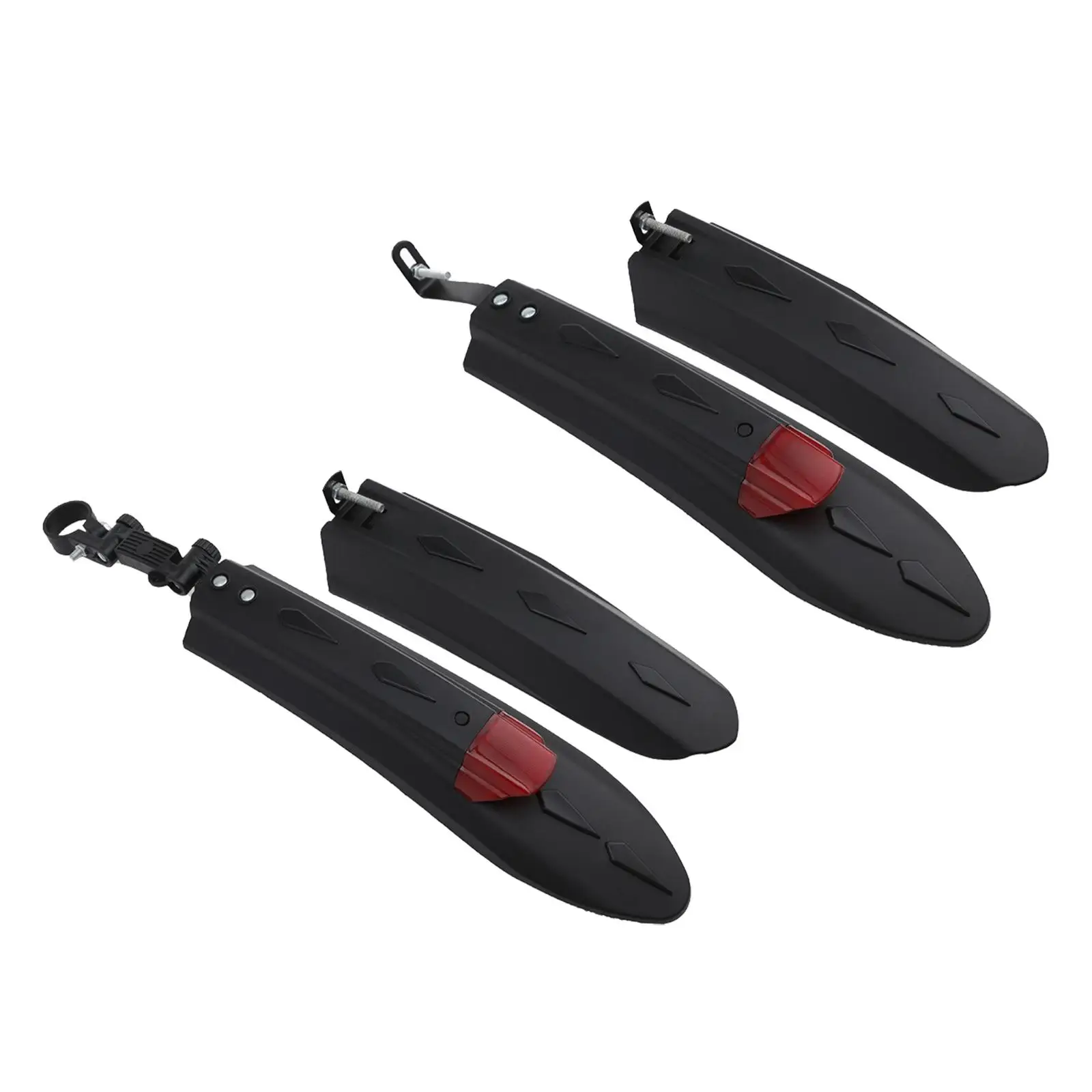 Bike Mudguard Front Rear Set Lengthen Widen with Tail Light Front Rear Fenders