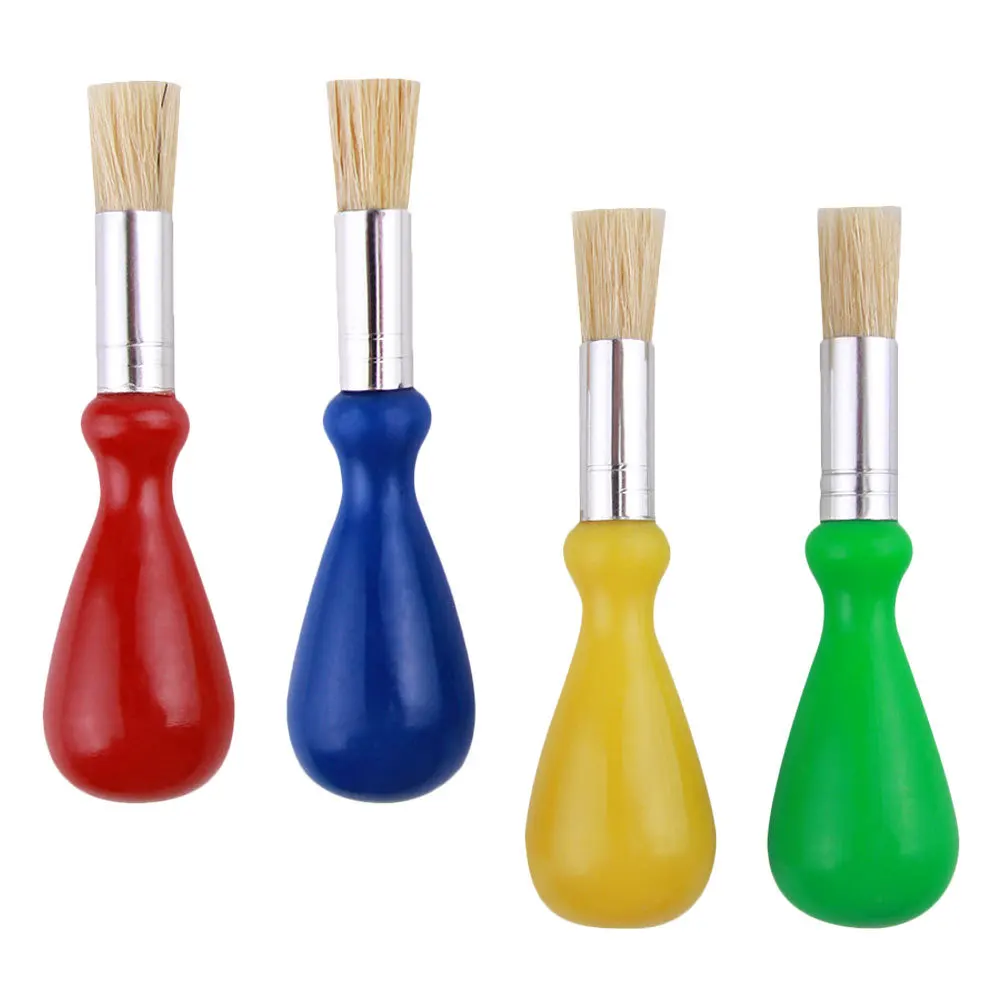 

4Pcs Pig Bristle Paint Brushes Oil Painting Supplies Soft Bristle Ergonomic Handle Artist Paintbrushes for Watercolor