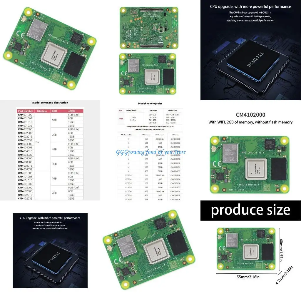 

H9EB CM4102000 Industrial IoTs Controller Module Quads Cores 64Bit CPU 2GB Memory Enhanceds Wireless Connectivitys PCBs