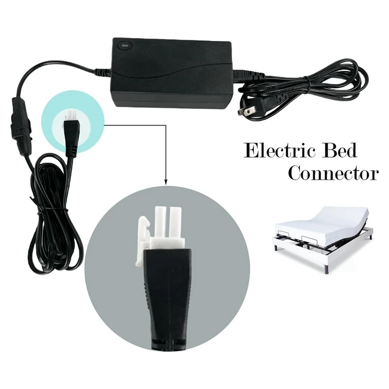 Adaptador de fuente de alimentación de Base de cama ajustable, Kit de cable de alimentación de repuesto de fuente de alimentación de cama eléctrica enchufe estadounidense