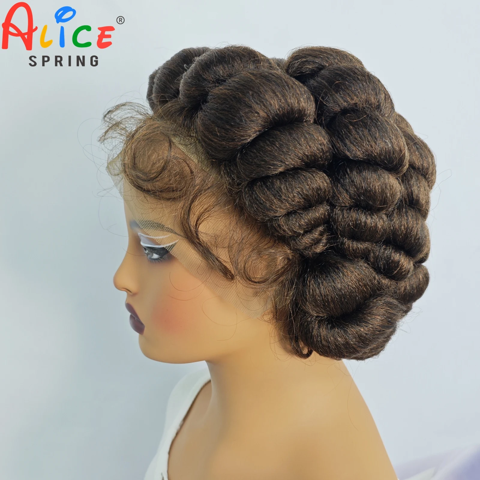 Handmade Short Cute Bantu Synthetic Braided Lace Wigs For Black Women Transparent Full Lace Braided Wigs Knotless Braids Wigs