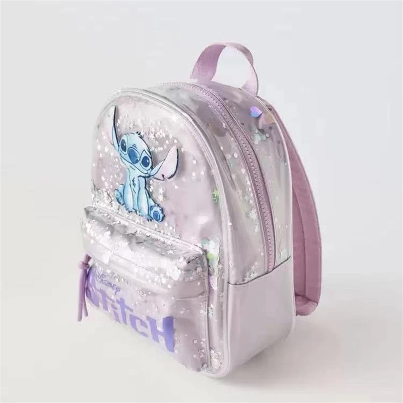 Disney Stitch Backpack Cute Cartoon Shiny Large Capacity Schoolbag Fashion Go To School Travel Knapsack Girl&Child Holiday Gifts