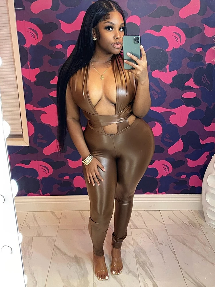 غريب سنور مثير بولي Bandage بذلة المرأة عارية الذراعين الصليب الجوف أكمام محب الشارع كلوبوير النشاط تجريب وزرة