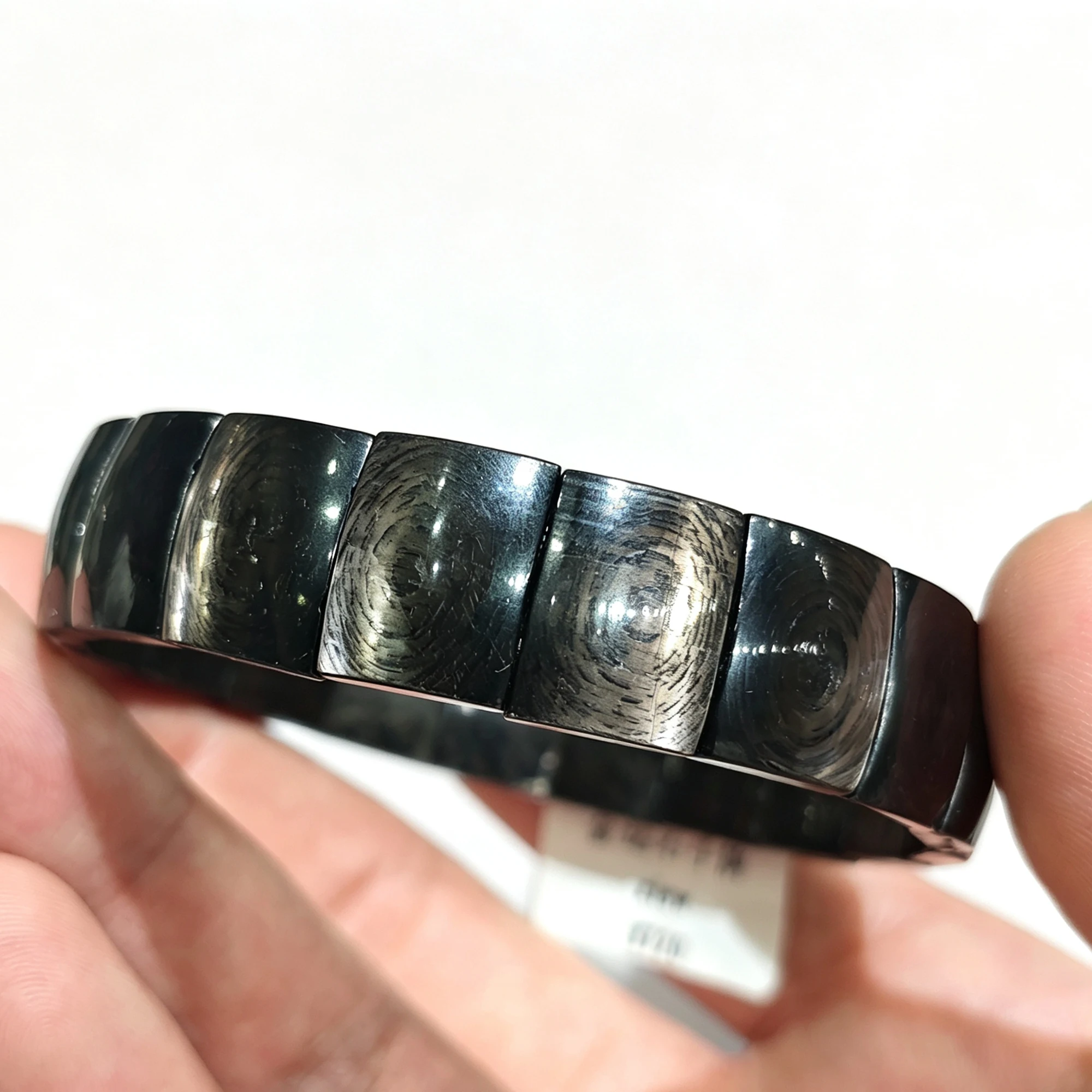 Natural Hypersthene Gemstone Plate Bracelet Smooth Chatoyant Eye Slab Cuff Wrist Jewelry Gift Present Random Dispatch 1 Pc