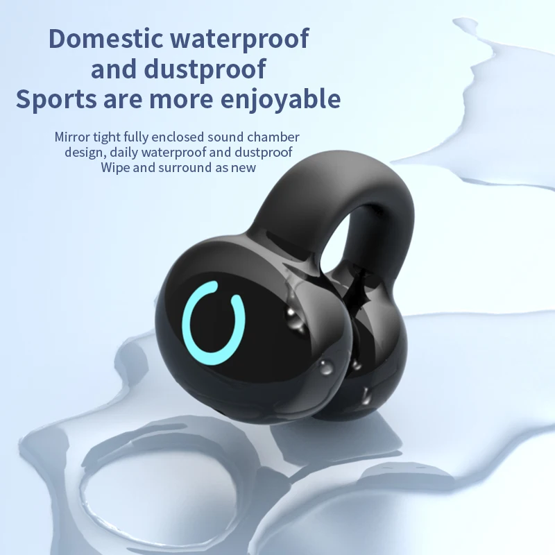 TWS earphone Bluetooth 5.3, headphone konduksi tulang nirkabel 12 jam Headset daya tahan baterai olahraga kait telinga dengan Mic