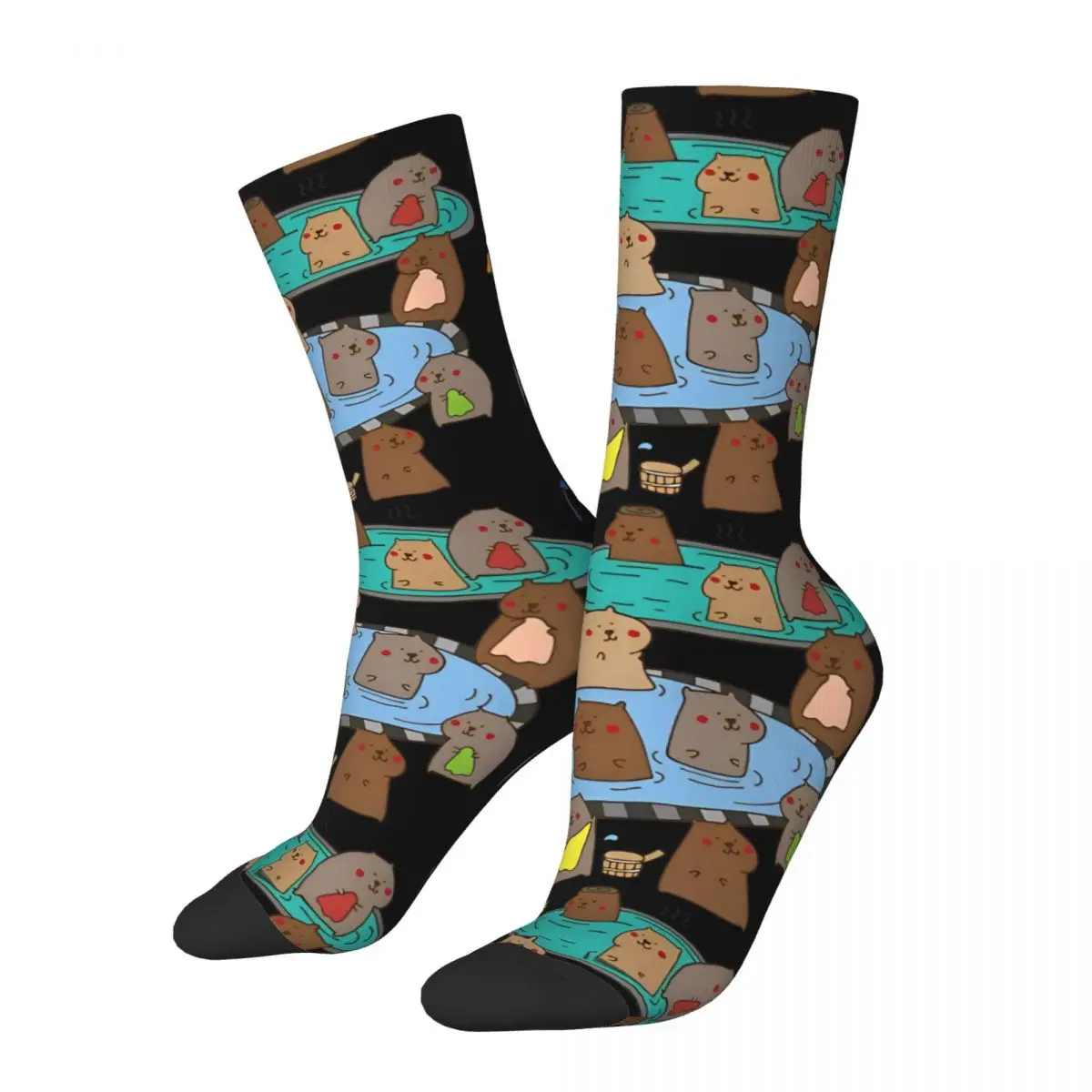 Having A Capybara Time Socks Vintage Stockings Unisex Men Quality Outdoor Socks Spring Graphic Non Skid Socks