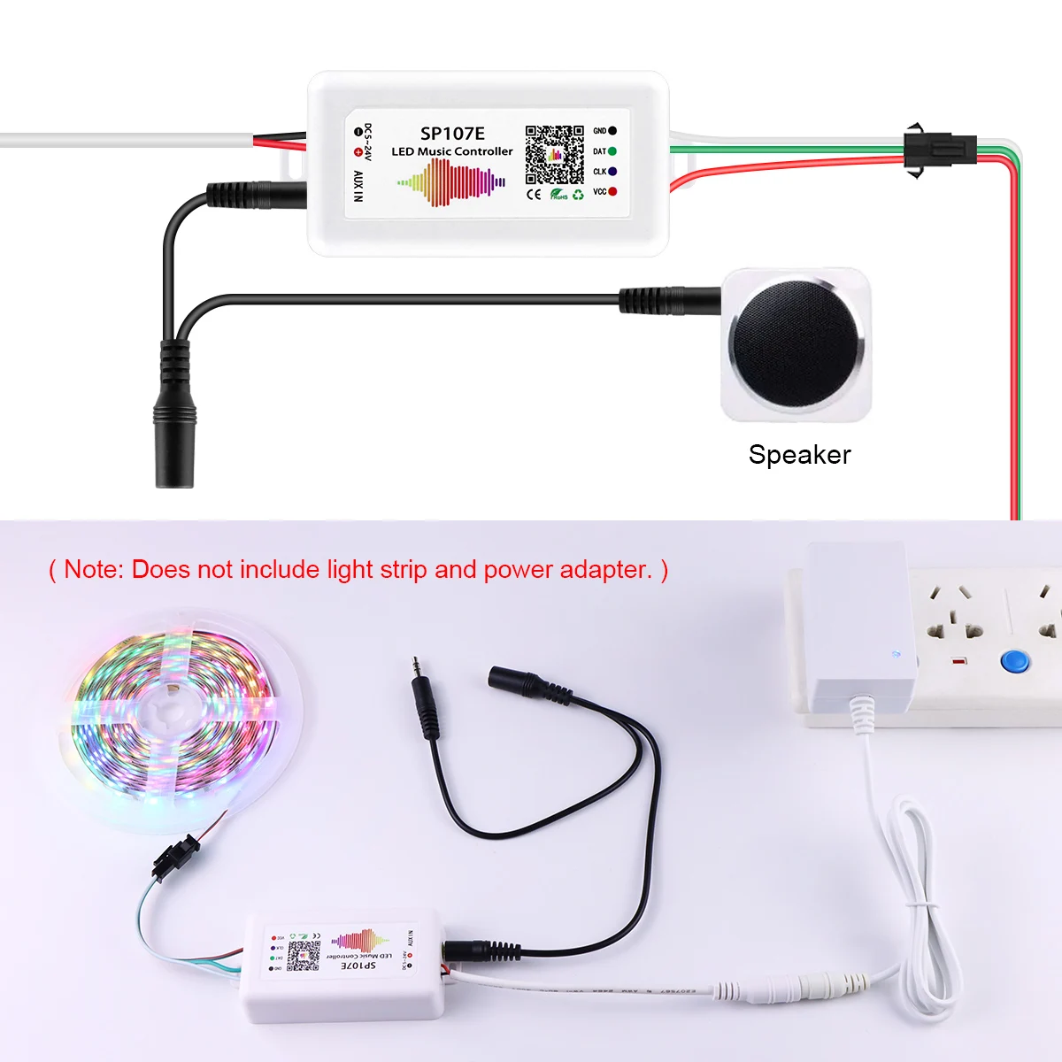 Imagem -03 - Led Strip Light Controller Bluetooth App Controle de Música Endereçável Driver Rgb Inteligente 5v24v Spi Pixels ic Ws2812b Sp107e