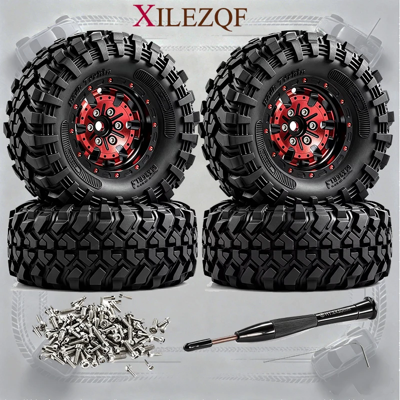 1,3" Beadlock-Räder aus Aluminiumlegierung & Crawler-Reifen mit 7mm Sechskant-Aufgriff für 1/18 1/24 Axial TRX4M SCX24 AX24 FCX24 RC Crawler