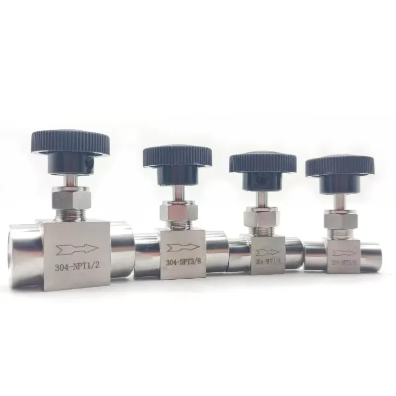 304 Stainless Steel Needle Valve NPT 1/4 External Thread Internal Globe Valve 2 Way American Flow Control System for