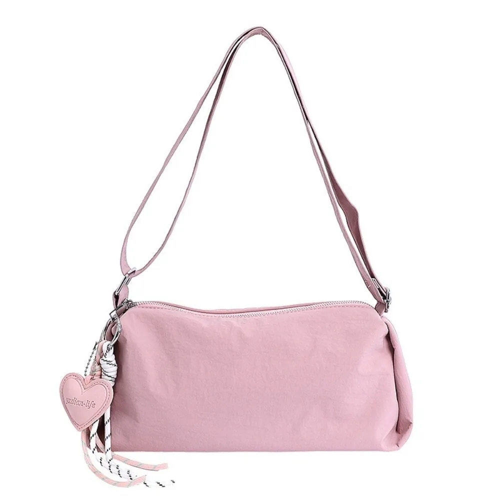 

Simple Solid Color Nylon Shoulder Bags Versatile Y2k Boston Underarm Bag Casual Leisure Women's Handbag Female