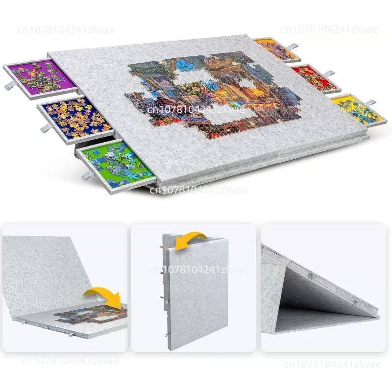 Puzzle Board with Stand, Lid & 6 Drawers, 2000-Piece Jigsaw Table, Puzzle Sorting Organizer