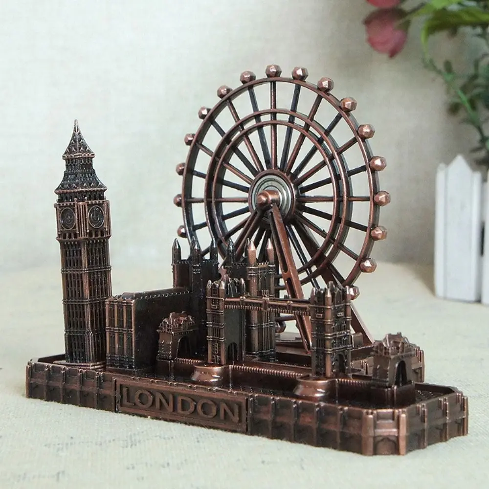 Metal London Eye Big Ben Tower Bridge Vintage Creative City Figurine Simulated Retro Miniatures Statue Sculpture Party